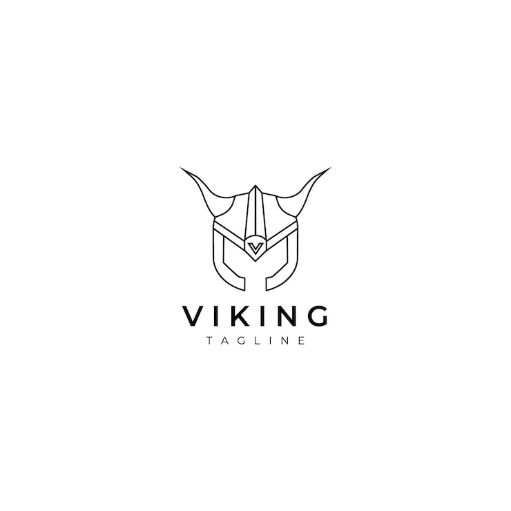 Vettore viking logo linea arte illustrazione vettoriale design creativo natura minimalista monoline contorno lineare semplice moderno