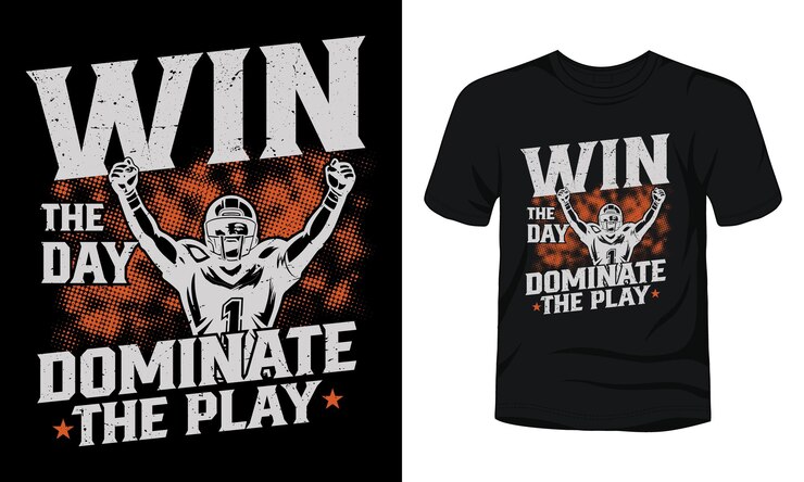 Vincere il design della maglietta del giorno del football americano