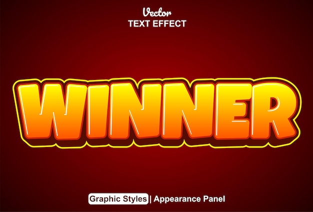 Vincitore effetto testo con stile grafico e modificabile