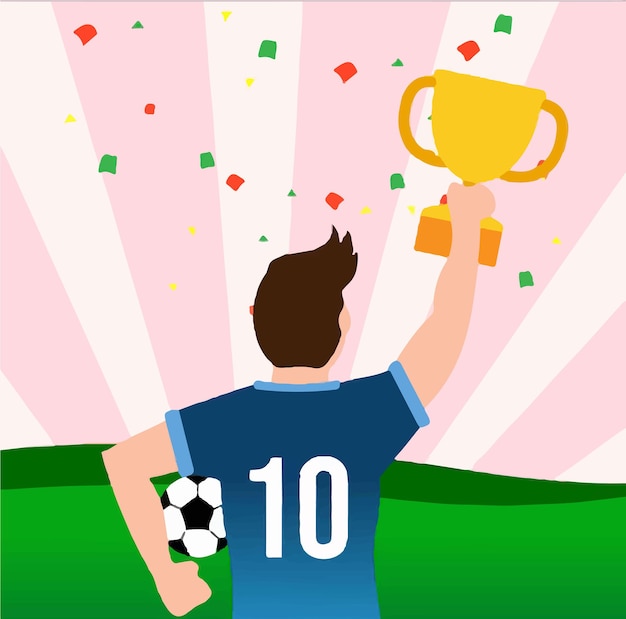 Vincitore l'illustrazione piatta di design di calcio