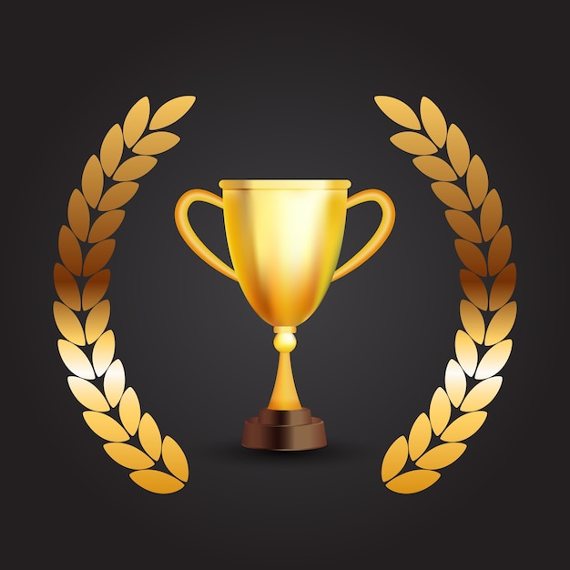 Vincitore trofeo coppa d'oro con corona di alloro.