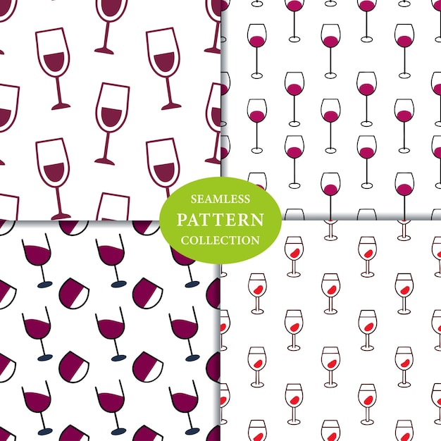 Vino bicchieri linea arte modello senza cuciture progettazione di sfondo