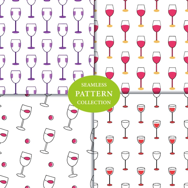 Vino bicchieri linea arte modello senza cuciture progettazione di sfondo