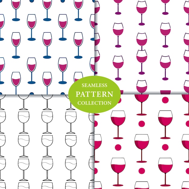 Vino bicchieri linea arte modello senza cuciture progettazione di sfondo