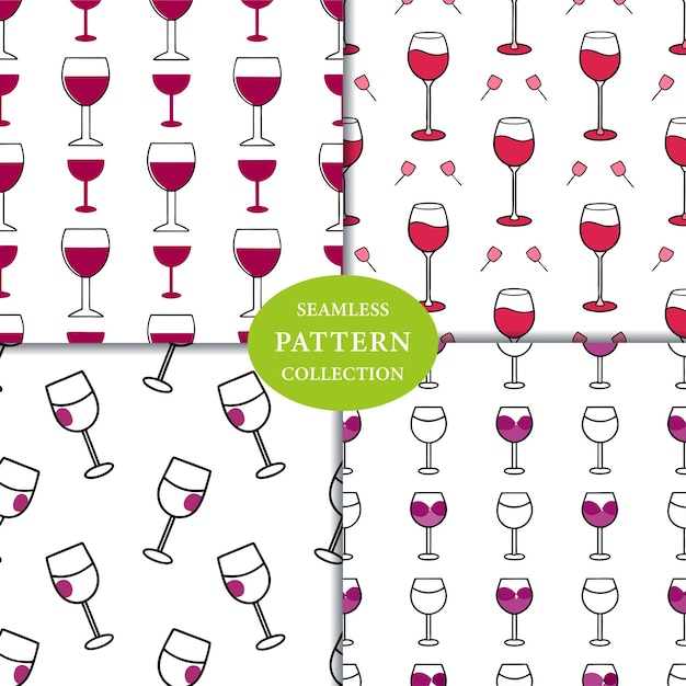 Vino bicchieri linea arte modello senza cuciture progettazione di sfondo