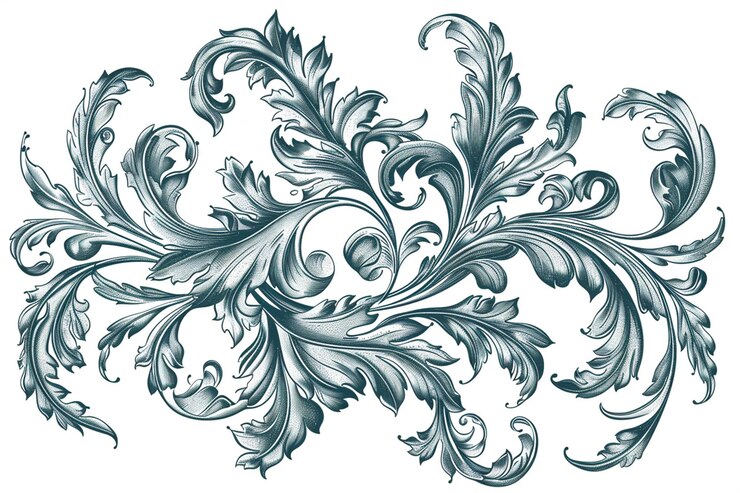 Vettore vintage barocco vittoriano bordo cornice ornamento floreale foglia scorrimento inciso modello di fiori retrò