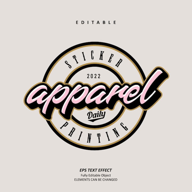 Vettore vintage denim abbigliamento adesivo stampabile effetto testo modificabile premium vector