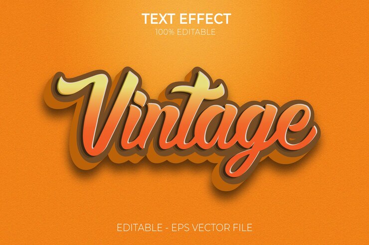 vintage effetto testo modificabile design retrò vintage nuovo vettore premium in stile testo grassetto creativo 3d