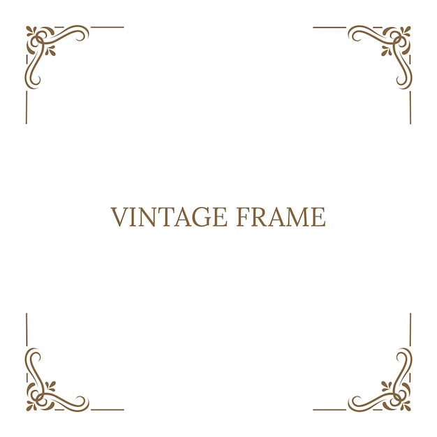 Vintage Frame Elements Border Gold Square Corner