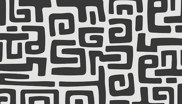 Vintage modello in bianco e nero retro geometria vorticosa illustrazione disegnata a mano