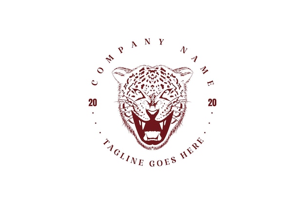 Vintage retrò arrabbiato tigre ruggente giaguaro leopardo Puma ghepardo testa Logo Design Vector