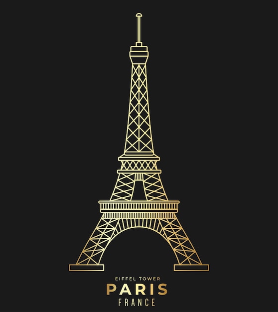 Vintage Torre Eiffel Silhouette in stile dorato