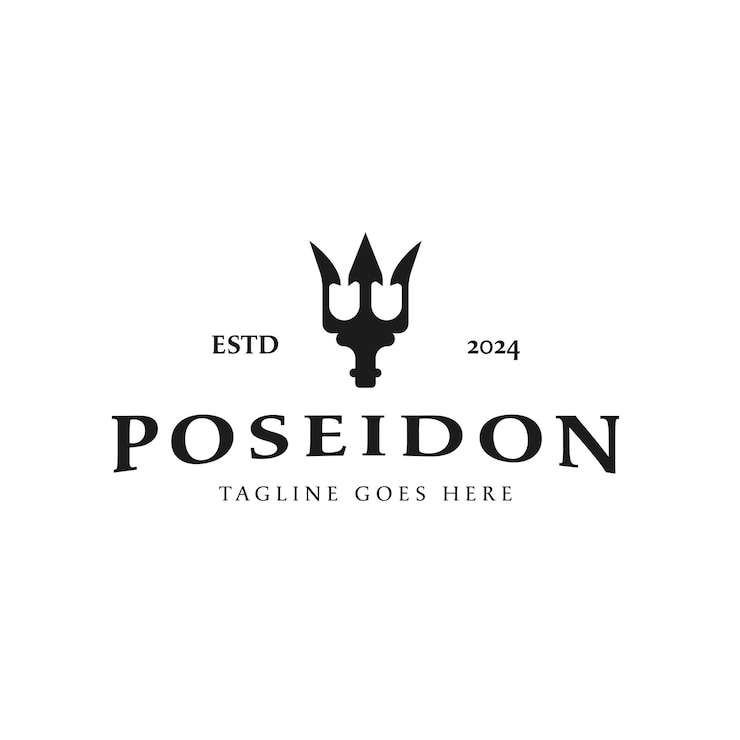 Vettore vintage trident harpoon of poseidon logo design concept vector illustration (illustrazione vettoriale del concetto di logo di poseidone)