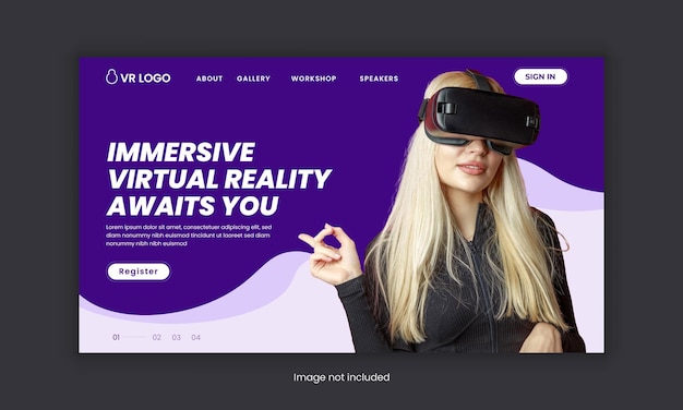 Virtual reality metaverse workshop landing page home page web banner design template (template di progettazione di banner web)