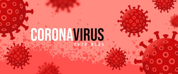 Virus di pericolo Covid-19. Polmonite epidemica pericolosa di concetto astratto. Sfondo coronavirus per banner, poster, copertina. Virus a rischio biologico da quarantena mondiale. Illustrazione vettoriale.