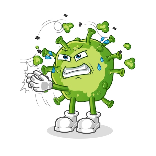Virus swat the fly character. mascotte dei cartoni animati