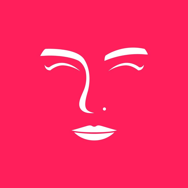 Vettore viso minimo belle donne ragazza femminile labbra cappio occhi sopracciglio logo design vettoriale