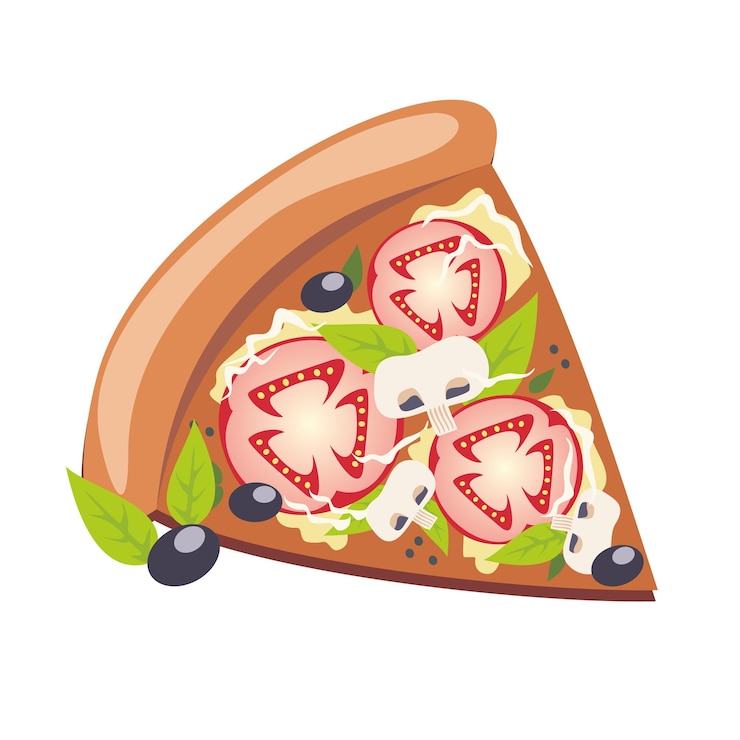 Vettore vista dall'alto di una pizza con vari ingredienti
