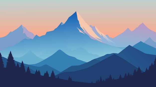 Vista estiva nebbiosa della catena montuosa del Gruppo Del Cristallo illustrazione vettoriale piatta sfondo naturale
