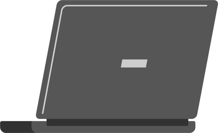 Vettore vista posteriore del taccuino del computer portatile nello stile piano