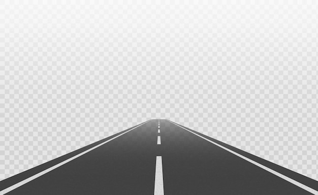 Vista prospettica della strada Autostrada vuota con marcatura che si estende in distanza Viaggio in avanti