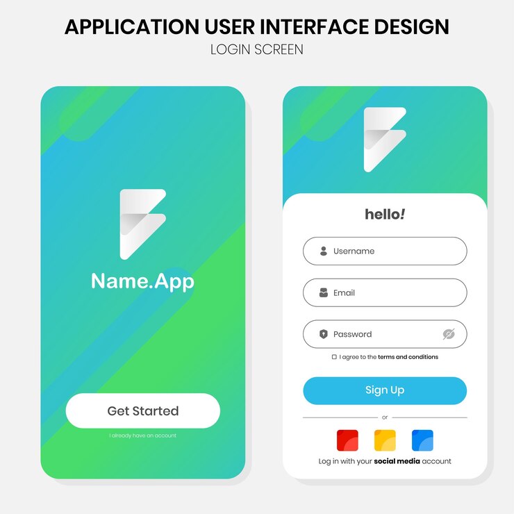 Vettore visualizzazione dell'interfaccia utente per il menu della pagina di accesso