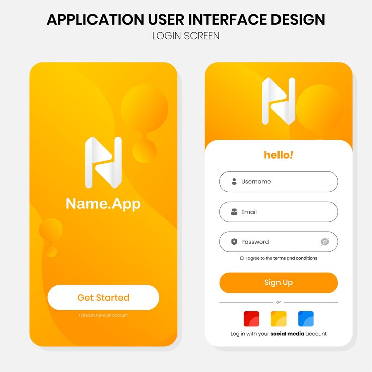 Vettore visualizzazione dell'interfaccia utente per il menu della pagina di accesso