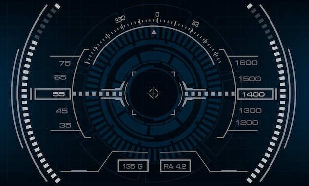 Visualizzazione dello schermo dell'interfaccia HUD scifi disegno geometrico blu vettore di visualizzazione della tecnologia futuristica virtuale