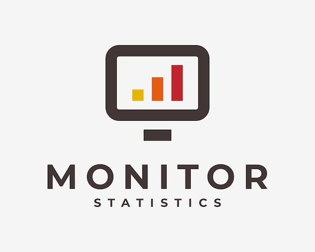 Visualizzazione dello schermo Monitor Grafico di crescita del computer Diagramma grafico Presentazione statistica Vector Logo Design