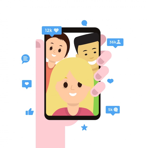 Visualizzazione di smartphone con app social media aperta
