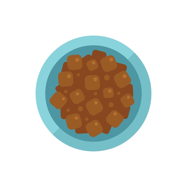 Visualizzazione superiore dell'icona del cibo per cani vettore piatto Alimento per animali domestici Snack osso isolato
