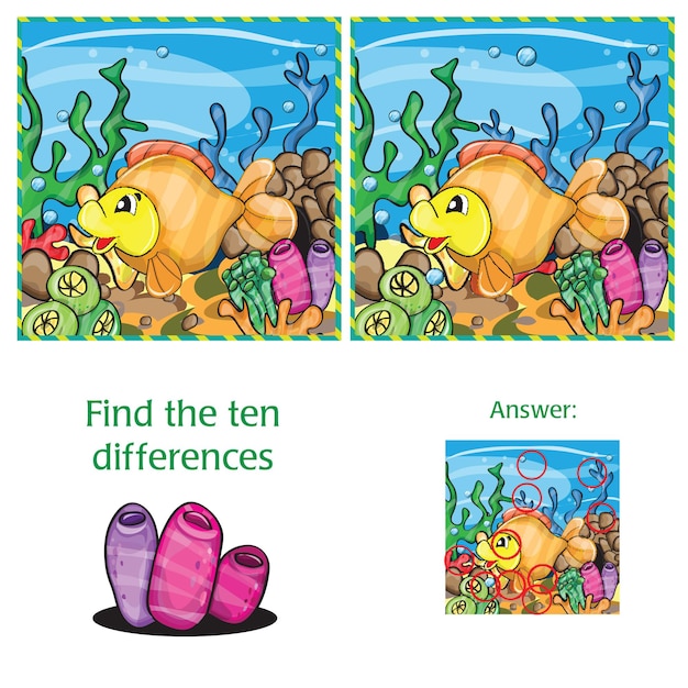 Vita marina - Trova dieci differenze - gioco per bambini