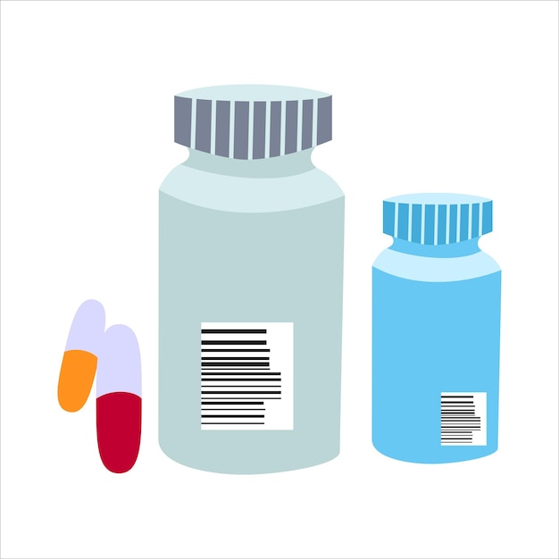 Vitamina o medicina nell'illustrazione del disegno vettoriale in stile piatto
