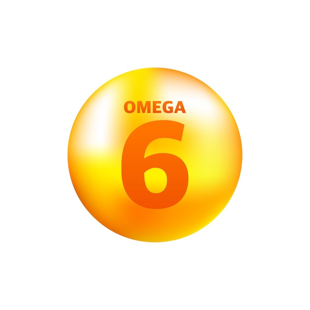 Vitamina omega 6 con goccia realistica sul grigio