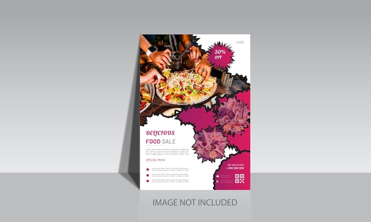Vettore volantino di marketing del menu del ristorante fast food, copertina per la promozione del settore alimentare, volantino, modello di poster