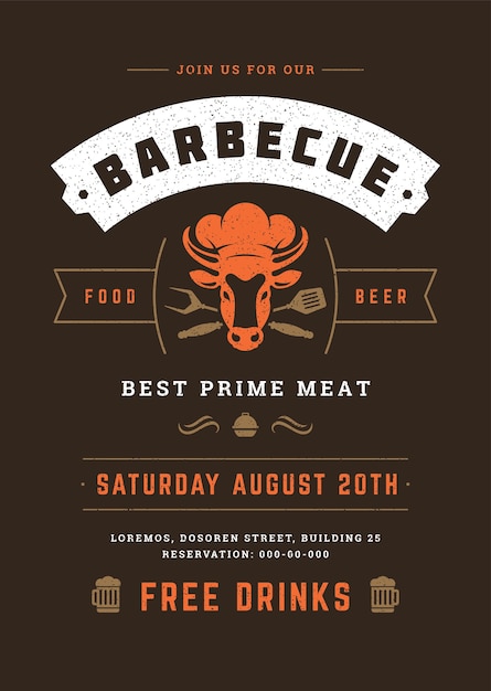 Volantino festa barbecue o modello di progettazione di poster