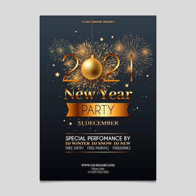 Volantino festa di capodanno 2021 realistico