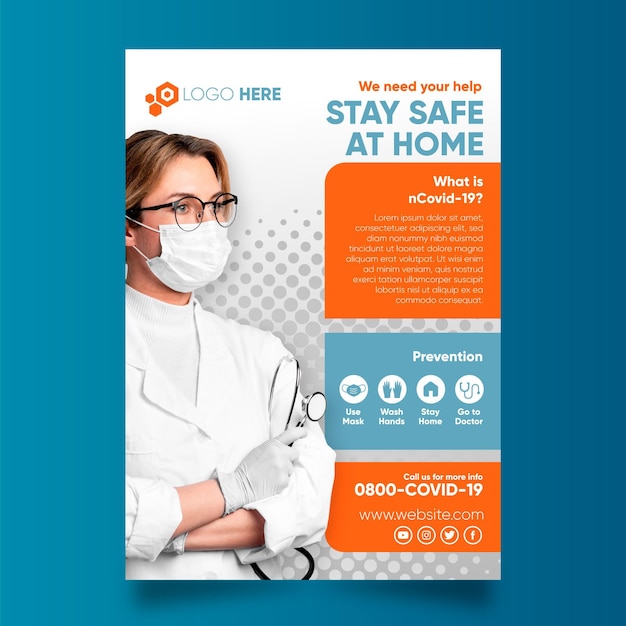 Volantino informativo sul coronavirus con foto