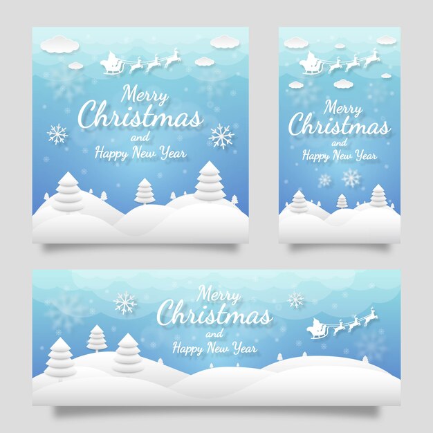 Volantino modello social media di buon Natale con sfondo blu sfumato