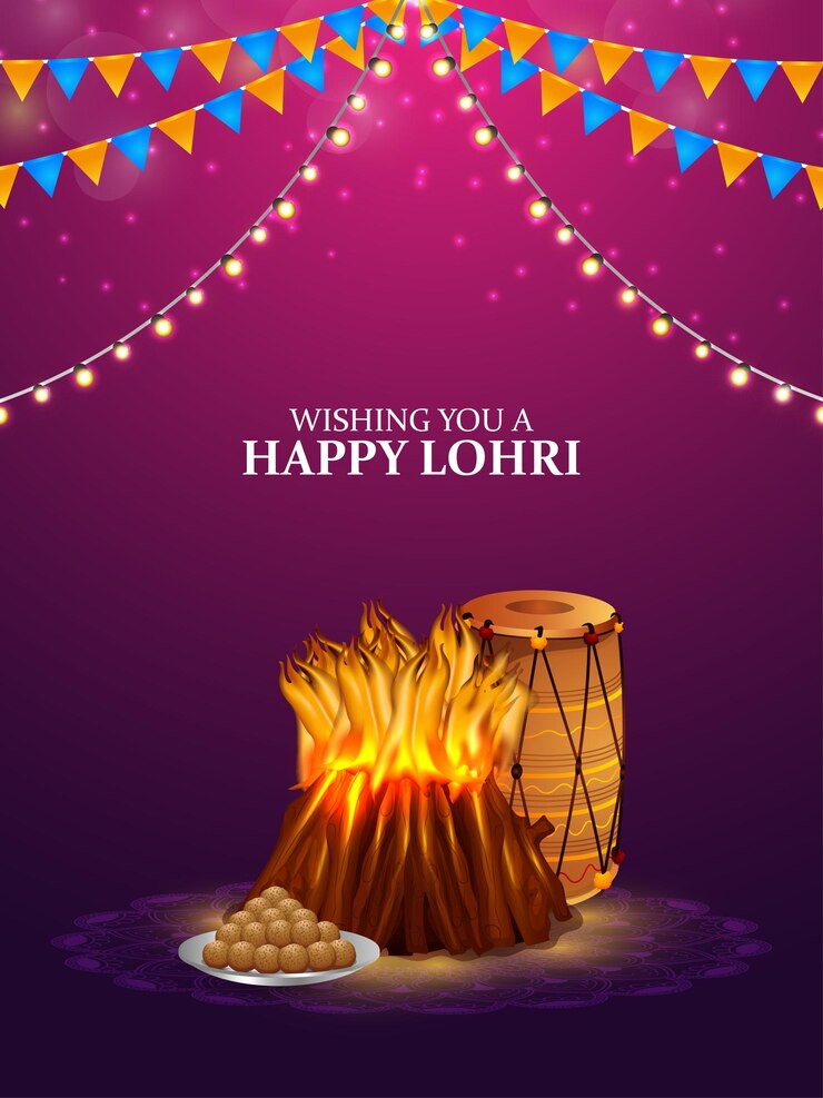 Vettore volantino per la celebrazione del festival della cultura sikh di lohri