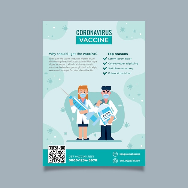Volantino piatto di vaccinazione contro il coronavirus