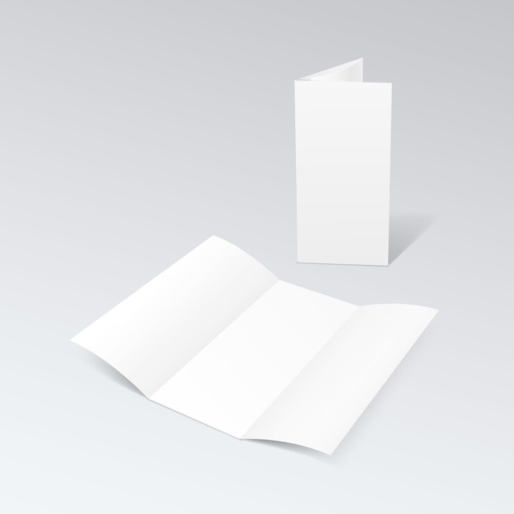 Vettore volantino piegato a zig-zag per brochure a tre ante in bianco del libro bianco