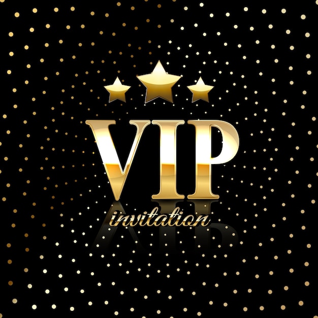 Volantino poster con biglietto d'invito premium per feste VIP Modello di design nero e dorato Sfondo decorativo con motivo trapuntato con oro
