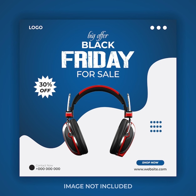 Volantino promozionale per la vendita di cuffie del Black Friday