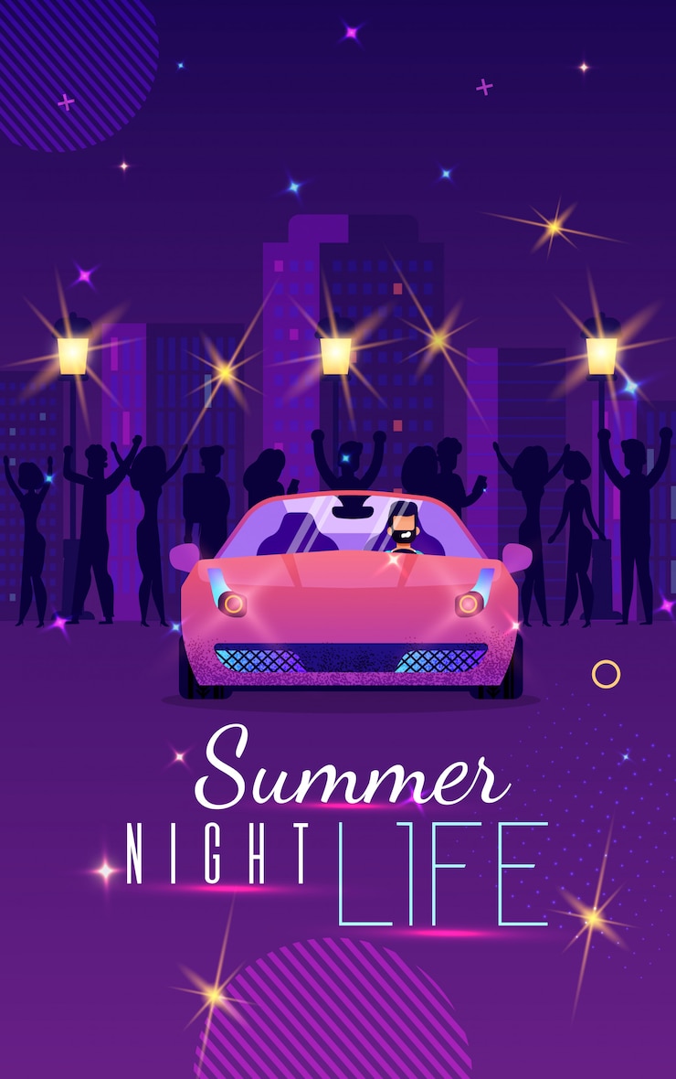 Vettore volantino pubblicitario è scritto summer night life