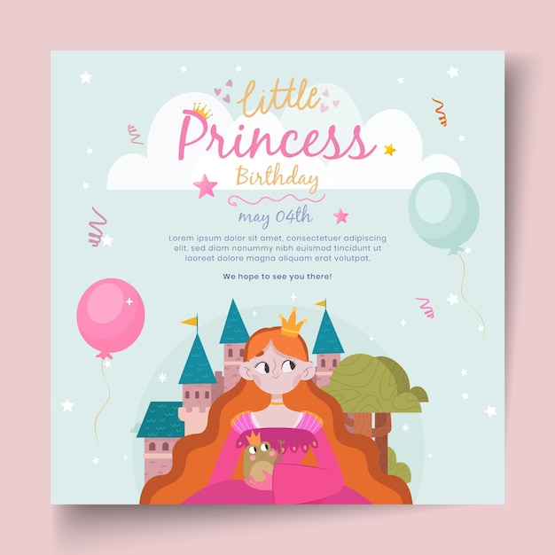Volantino quadrato compleanno per bambini
