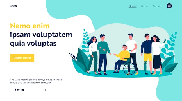 Volontari che aiutano le persone disabili