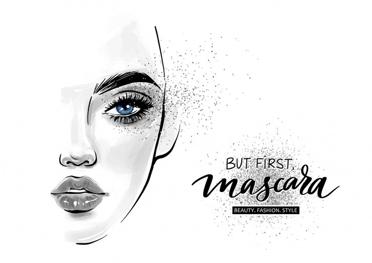 volto di donna bellissima. Ma prima. mascara.