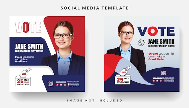 Vota il modello di banner post sui social media elettorali