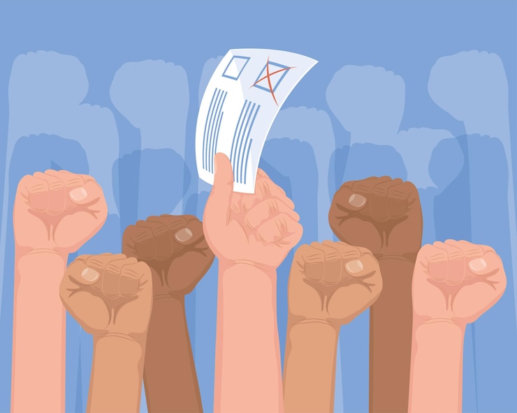 Vettore voto di sollevamento del pugno delle mani